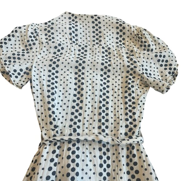 Karen MIllen White Polka Dot Wrap Dress Flutter Sleeves Ruffle Mini Size 2 Women - Picture 6 of 10